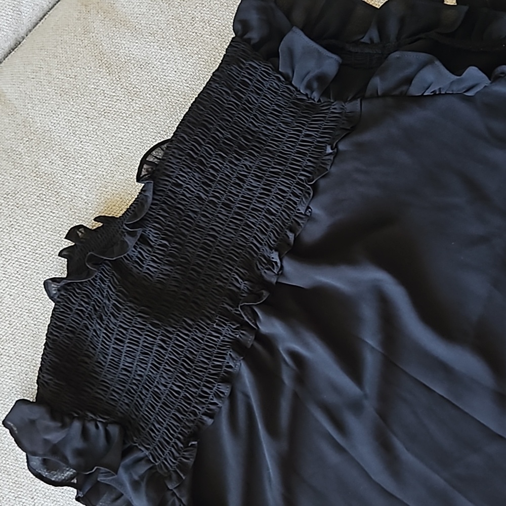 Pleione Large Chiffon Sleeveless Top Ruching Ruffles Stretch - Picture 6 of 6